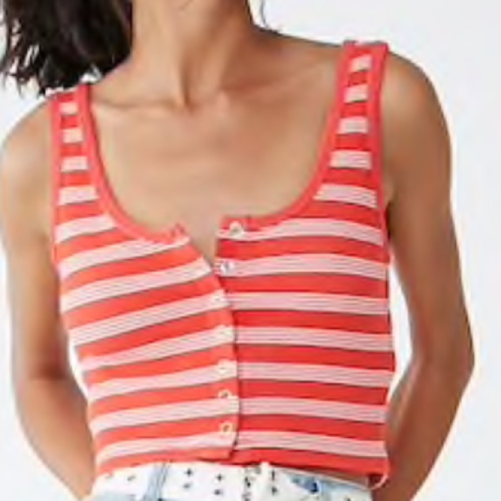 🦋Forever 21 Striped Cropped Tank - Picture 2 of 3